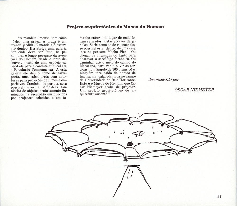Projeto do Museu do Homem, realizado pelo arquiteto Oscar Niemeyer. Fonte: Relatório de gestão 1975/1977. Acervo Fundep.