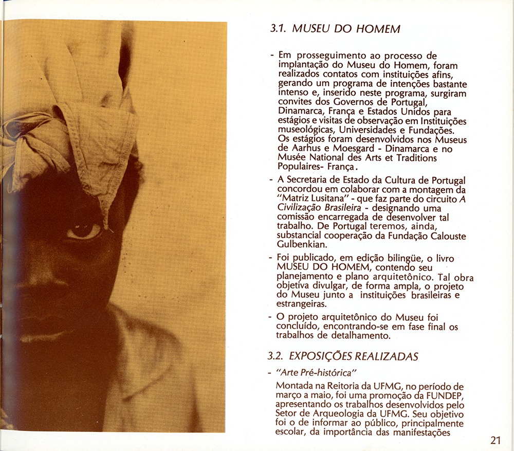 Ações realizadas em prol do Museu do Homem. Fonte: Relatório de gestão de 1978. Acervo Fundep.