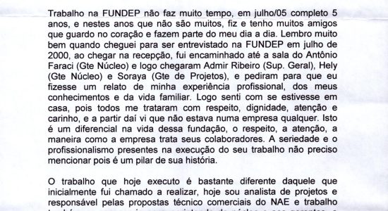 Carta do colaborador Tarcisio Teixeira Tolentino - Pagina 1