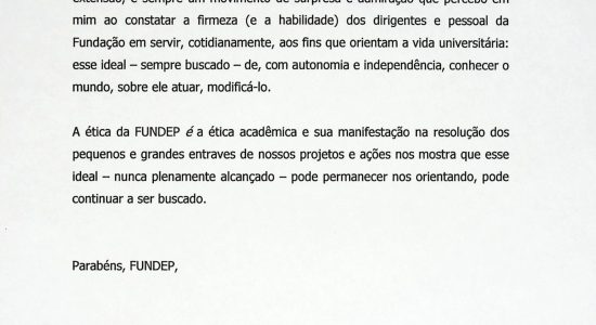 Carta do Membro do Conselho Curador da Fundep Antônio Augusto Gomes Batista - Pagina 2